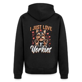Yorkshire Terrier Propriétaire d’un chien Yorkie - Veste à capuche bio Premium Unisexe - noir - Dos - Nico (187cm)