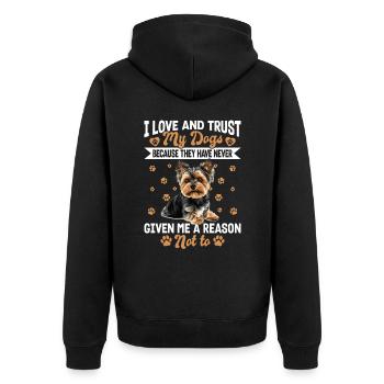 Yorkshire Terrier Propriétaire d’un chien Yorkie - Veste à capuche bio Premium Unisexe - noir - Dos - Nico (187cm)