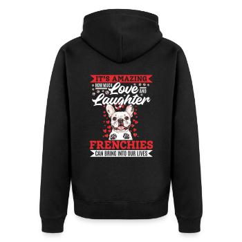 Bouledogue français Frenchie Propriétaire de chien - Veste à capuche bio Premium Unisexe - noir - Dos - Nico (187cm)