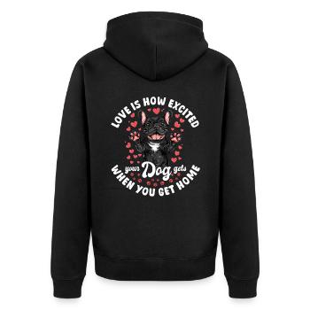 Bouledogue français Frenchie Propriétaire de chien - Veste à capuche bio Premium Unisexe - noir - Dos - Nico (187cm)