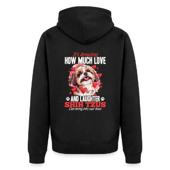 Propriétaire de chien Shih Tzu - Veste à capuche bio Premium Unisexe - noir - Dos - Nico (187cm)