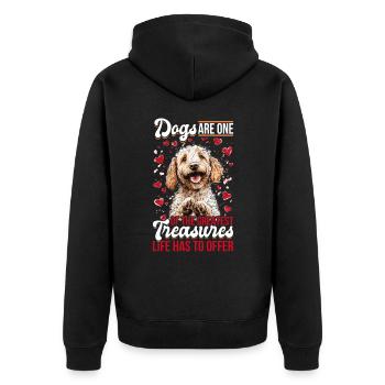 Goldendoodle Dog Owner - Unisex Premium Bio Zip Hoodie - Schwarz - Hinten - Nico (187cm)
