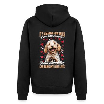 Goldendoodle Dog Owner - Unisex Premium Bio Zip Hoodie - Schwarz - Hinten - Nico (187cm)