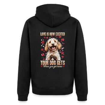 Propriétaire de chien Goldendoodle - Veste à capuche bio Premium Unisexe - noir - Dos - Nico (187cm)