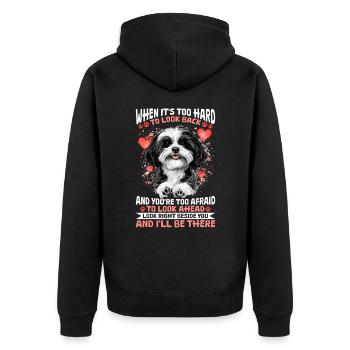Cute Havanese Dog Owner - Unisex Premium Organic Zip Hoodie - black - Back - Nico (187cm)