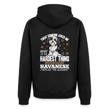 Cute Havanese Dog Owner - Unisex Premium Organic Zip Hoodie - black - Back - Nico (187cm)