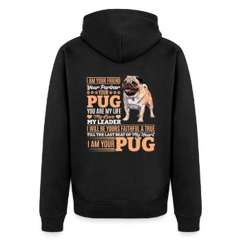 Mignon propriétaire de chien carlin - Veste à capuche bio Premium Unisexe - noir - Dos - Nico (187cm)