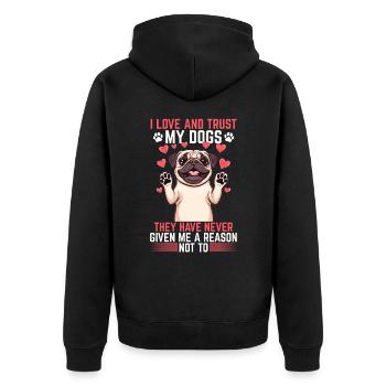 Mignon propriétaire de chien carlin - Veste à capuche bio Premium Unisexe - noir - Dos - Nico (187cm)