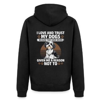Cute Havanese Dog Owner - Unisex Premium Organic Zip Hoodie - black - Back - Nico (187cm)
