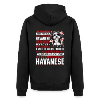 Cute Havanese Dog Owner - Unisex Premium Organic Zip Hoodie - black - Back - Nico (187cm)
