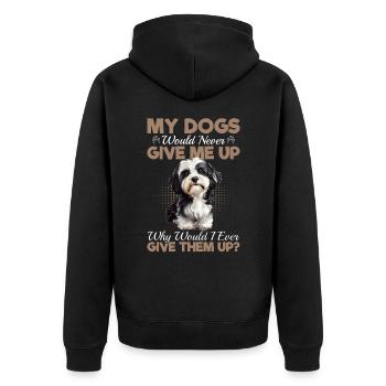 Cute Havanese Dog Owner - Unisex Premium Organic Zip Hoodie - black - Back - Nico (187cm)