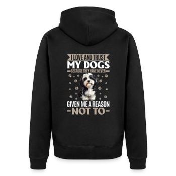Cute Havanese Dog Owner - Unisex Premium Organic Zip Hoodie - black - Back - Nico (187cm)