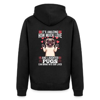 Mignon propriétaire de chien carlin - Veste à capuche bio Premium Unisexe - noir - Dos - Nico (187cm)