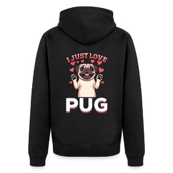 Mignon propriétaire de chien carlin - Veste à capuche bio Premium Unisexe - noir - Dos - Nico (187cm)