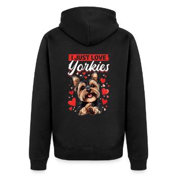 Yorkshire Terrier Propriétaire d’un chien Yorkie - Veste à capuche bio Premium Unisexe - noir - Dos - Nico (187cm)