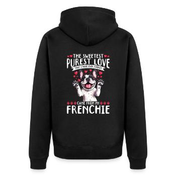 Bouledogue français Frenchie Propriétaire de chien - Veste à capuche bio Premium Unisexe - noir - Dos - Nico (187cm)