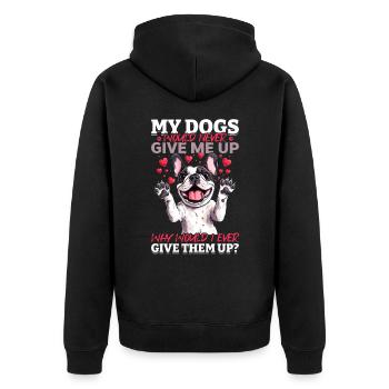 Bouledogue français Frenchie Propriétaire de chien - Veste à capuche bio Premium Unisexe - noir - Dos - Nico (187cm)