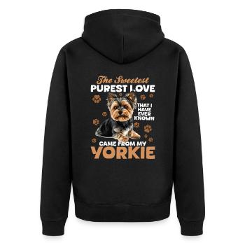 Yorkshire Terrier Propriétaire d’un chien Yorkie - Veste à capuche bio Premium Unisexe - noir - Dos - Nico (187cm)