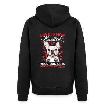 Bouledogue français Frenchie Propriétaire de chien - Veste à capuche bio Premium Unisexe - noir - Dos - Nico (187cm)