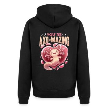 Cute Axolotl Valentins Day - Unisex Premium Bio Zip Hoodie - Schwarz - Hinten - Nico (187cm)