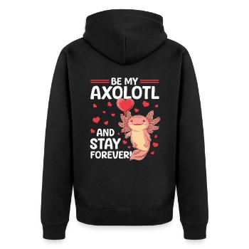 Cute Axolotl Valentins Day - Unisex Premium Bio Zip Hoodie - Schwarz - Hinten - Nico (187cm)