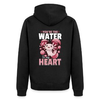 Cute Axolotl Valentins Day - Unisex Premium Bio Zip Hoodie - Schwarz - Hinten - Nico (187cm)