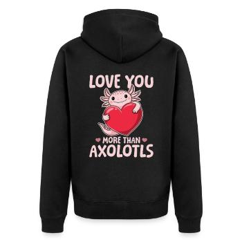 Cute Axolotl Valentins Day - Unisex Premium Bio Zip Hoodie - Schwarz - Hinten - Nico (187cm)