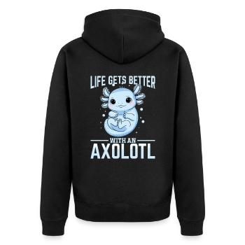 La vie d’un axolotl mignon s’améliore avec un axolotl - Veste à capuche bio Premium Unisexe - noir - Dos - Nico (187cm)