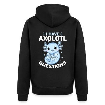 Cute Axolotl I Have Axolotl Questions - Unisex Premium Bio Zip Hoodie - Schwarz - Hinten - Nico (187cm)