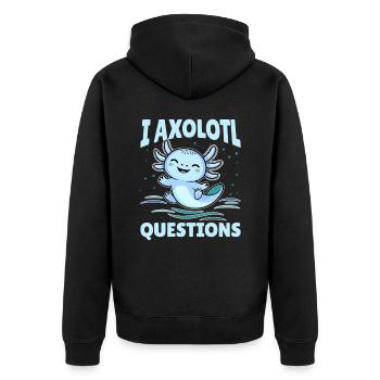 Cute Axolotl I Axolotl Questions - Unisex Premium Bio Zip Hoodie - Schwarz - Hinten - Nico (187cm)