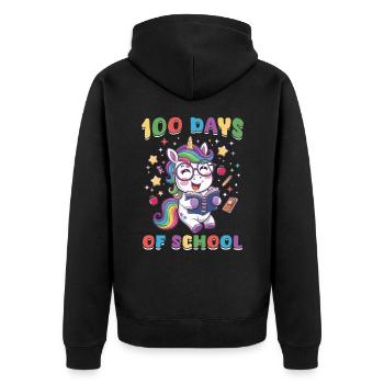 Cute Unicorn Rainbow 100 Days of School - Unisex Premium Bio Zip Hoodie - Schwarz - Hinten - Nico (187cm)