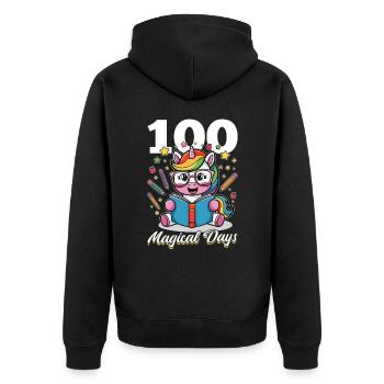 Cute Unicorn Rainbow 100 Days of School - Unisex Premium Bio Zip Hoodie - Schwarz - Hinten - Nico (187cm)