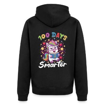 Cute Unicorn Rainbow 100 Days of School - Unisex Premium Bio Zip Hoodie - Schwarz - Hinten - Nico (187cm)