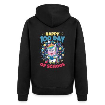Cute Unicorn Rainbow 100 Days of School - Unisex Premium Bio Zip Hoodie - Schwarz - Hinten - Nico (187cm)