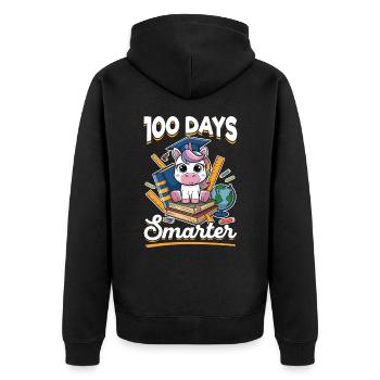 Cute Unicorn Rainbow 100 Days of School - Unisex Premium Bio Zip Hoodie - Schwarz - Hinten - Nico (187cm)