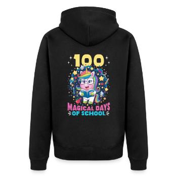 Cute Unicorn Rainbow 100 Days of School - Unisex Premium Bio Zip Hoodie - Schwarz - Hinten - Nico (187cm)