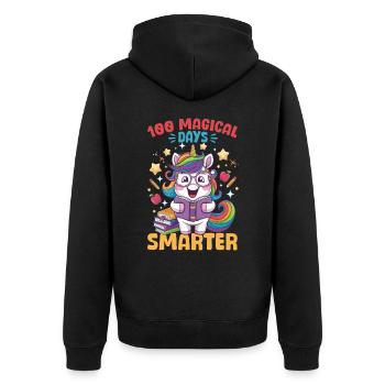 Cute Unicorn Rainbow 100 Days of School - Unisex Premium Bio Zip Hoodie - Schwarz - Hinten - Nico (187cm)