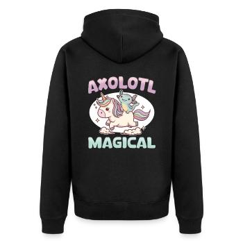 Cute Axolotl Unicorn Axolotl Magical - Unisex Premium Bio Zip Hoodie - Schwarz - Hinten - Nico (187cm)