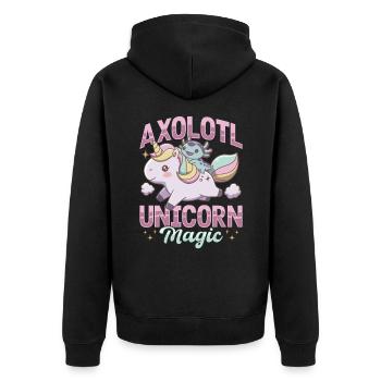Cute Axolotl Unicorn Axolotl Unicorn Magic - Unisex Premium Bio Zip Hoodie - Schwarz - Hinten - Nico (187cm)