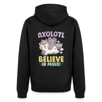Mignon Axolotl Licorne Axolotl Croire en la magie - Veste à capuche bio Premium Unisexe - noir - Dos - Nico (187cm)