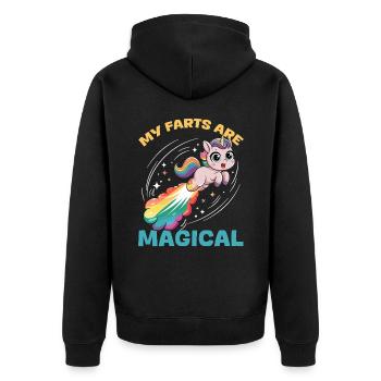 Mignons arcs-en-ciel de licorne qui pètent - Veste à capuche bio Premium Unisexe - noir - Dos - Nico (187cm)