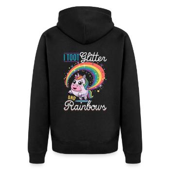Mignons arcs-en-ciel de licorne qui pètent - Veste à capuche bio Premium Unisexe - noir - Dos - Nico (187cm)