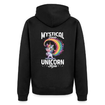 Mignons arcs-en-ciel de licorne qui pètent - Veste à capuche bio Premium Unisexe - noir - Dos - Nico (187cm)