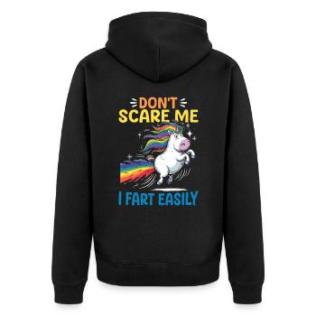 Mignons arcs-en-ciel de licorne qui pètent - Veste à capuche bio Premium Unisexe - noir - Dos - Nico (187cm)