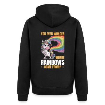 Mignons arcs-en-ciel de licorne qui pètent - Veste à capuche bio Premium Unisexe - noir - Dos - Nico (187cm)