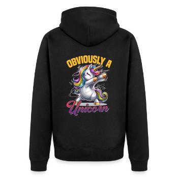 Cute Dabbing Unicorn Rainbows - Unisex Premium Bio Zip Hoodie - Schwarz - Hinten - Nico (187cm)