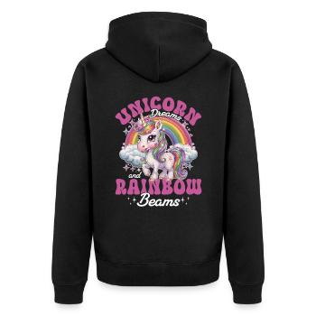 Cute Dream Unicorn Rainbows - Unisex Premium Organic Zip Hoodie - black - Back - Nico (187cm)