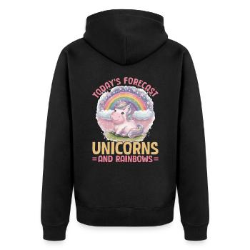 Cute Unicorn Rainbows - Unisex Premium Bio Zip Hoodie - Schwarz - Hinten - Nico (187cm)