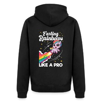 Mignons arcs-en-ciel de licorne qui pètent - Veste à capuche bio Premium Unisexe - noir - Dos - Nico (187cm)