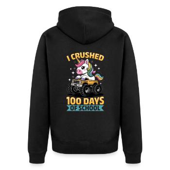 Monster Truck Unicorn 100 Days of School - Unisex Premium Bio Zip Hoodie - Schwarz - Hinten - Nico (187cm)